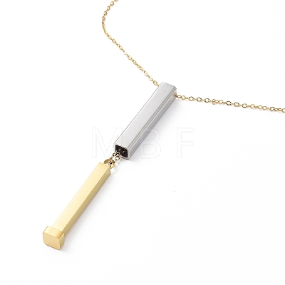 Ion Plating(IP) 304 Stainless Steel Cuboid Pendant Necklace NJEW-K252-04G-1