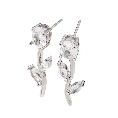 Brass Micro Pave Cubic Zirconia Stud Earrings LS-KK-CBA8324-20P-05-1