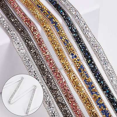 5 Yards Self Adhesive Resin Rhinestone Tape DIY-SP0002-49E-1