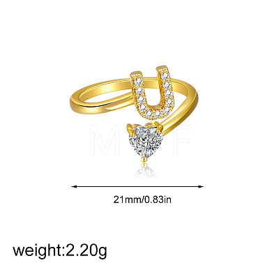 Brass Micro Pave Clear Cubic Zirconia Cuff Open Rings FS-WGF859A-11-1