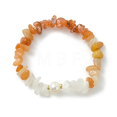 Natural Gemstone & Cultured Freshwater Pearl Beaded Stretch Bracelets for Women BJEW-JB13761-1