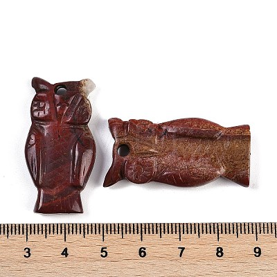 Natural Red Jasper Owl Carved Pendants G-C157-01A-1