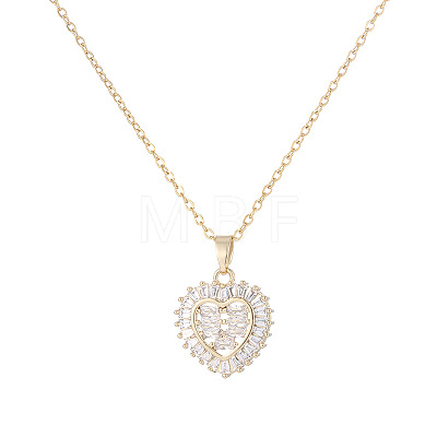 Valentine's Day Brass Pave Clear Cubic Zirconia Love Heart Pendant Necklaces for Women WG1BC9D-01-1
