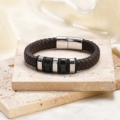 Braided Leather Cord Bracelets for Men BJEW-Z081-11P-02-1