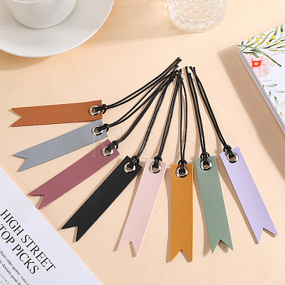 CRASPIRE 16Pcs 8 Colors Leather Bookmarks AJEW-CP0007-55-1