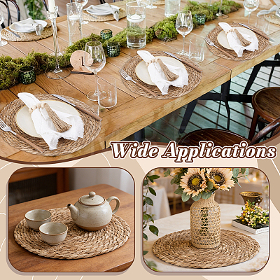 Round Natural Wood Beaded Napkin Rings AJEW-JOY00001-1