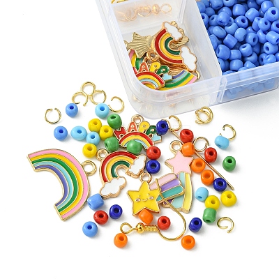 Rainbow Color Seed Beads DIY Earring Making Kits DIY-FS0006-68-1