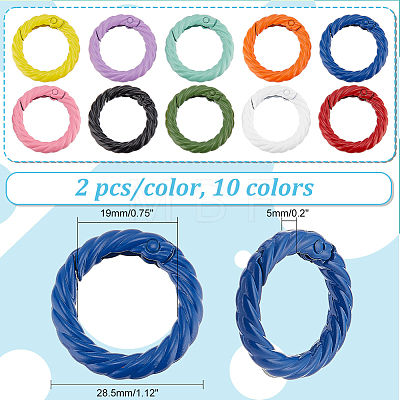   20Pcs 10 Colors Zinc Alloy Spring Gate Rings FIND-PH0017-36-1