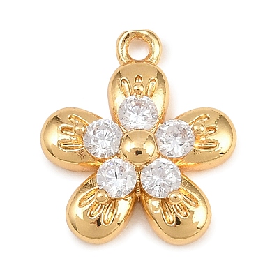 Brass Micro Pave Clear Cubic Zirconia Charms KK-D265-02G-1