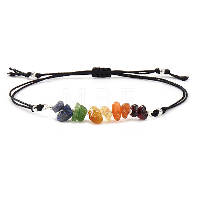 Natural Mixed Gemstone Chips & Brass Beads Link Bracelets CL3934-4-1