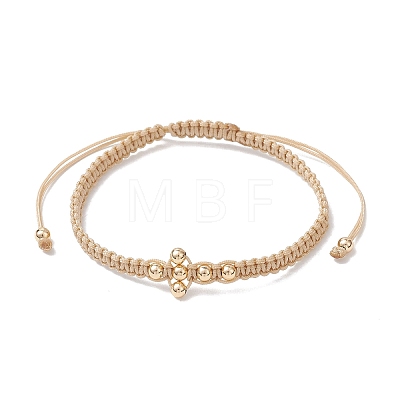 Brass Beaded Braided Bead Bracelets BJEW-JB12817-1