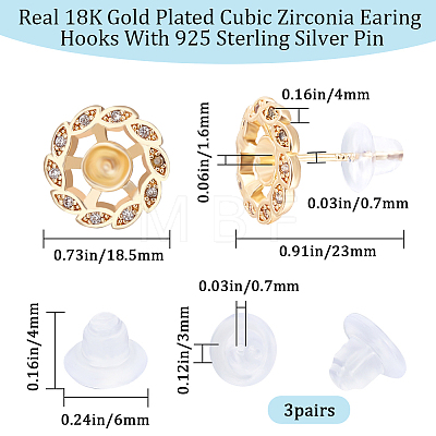 6Pcs Brass Micro Pave Cubic Zirconia Stud Earrings Settings KK-BBC0008-69B-1
