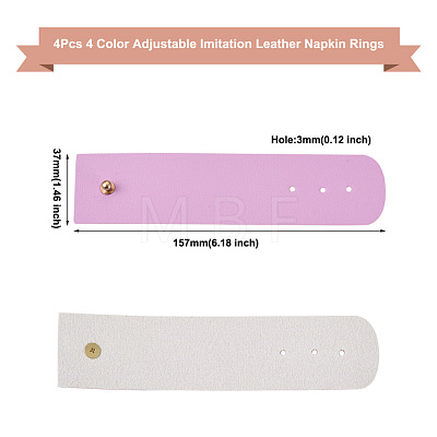 Crafans 4Pcs 4 Color Adjustable Imitation Leather Napkin Rings AJEW-CF0001-11-1