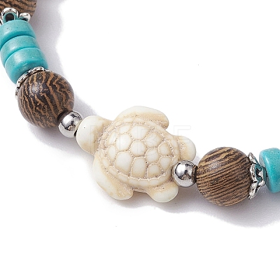 Beach Tortoise Synthetic Turquoise Bracelets BJEW-JB10303-01-1