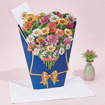 3D Flower Pop Up Paper Greeting Card AJEW-WH0248-36A-1