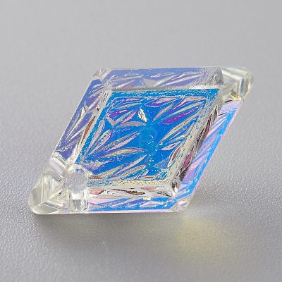 Embossed Glass Rhinestone Pendants GLAA-J101-04B-001AB-1