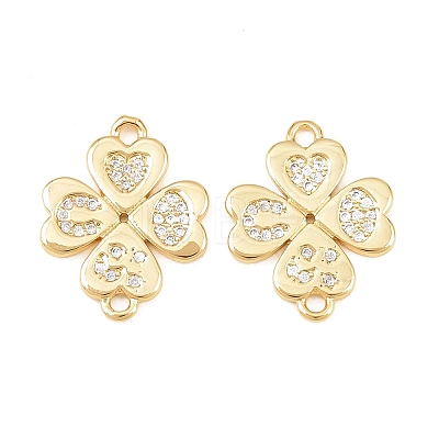 Saint Patrick's Day Brass Micro Pave Clear Cubic Zirconia Clover Pendants KK-C162-090G-1