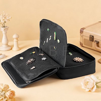 Large Capacity Polyester Multi-Layer Enamel Pin Storage Bags with Display Pockets and Handles AJEW-WH0709-389-1