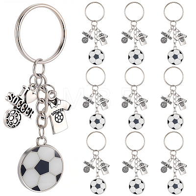 20Pcs Alloy Enamel Football Keychain KEYC-SC00001-1