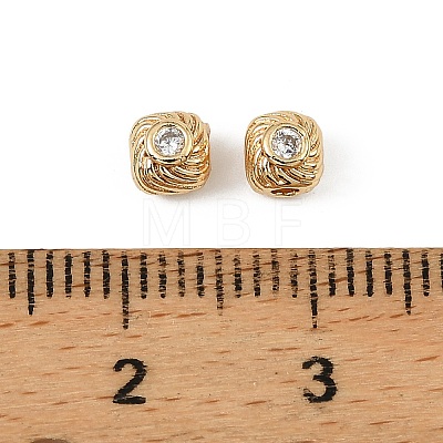 Brass Clear Cubic Zirconia Beads KK-D106-09G-1