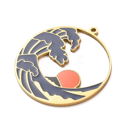 304 Stainless Steel Enamel Pendants STAS-F367-17G-1
