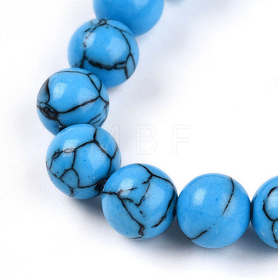 Synthetic Bklue Turquoise Beads Stretch Bracelets BJEW-T022-04J-1