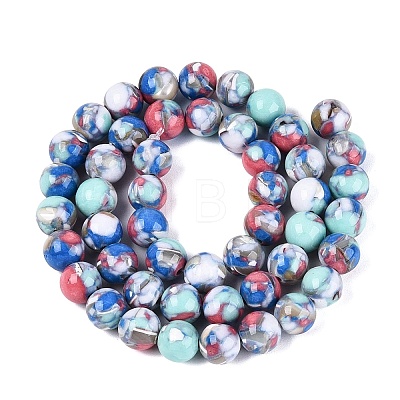 Assembled Synthetic Turquoise and Trochus Shell Beads Strands G-N369-02C-02-1