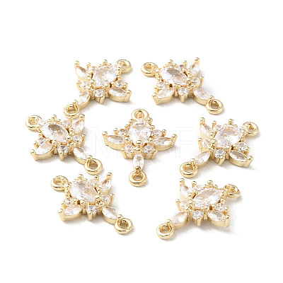 Brass Pave Clear Cubic Zirconia Connector Charms X-KK-G462-04KCG-1