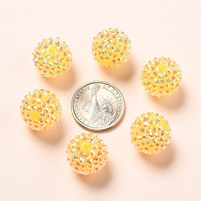 Chunky Resin Rhinestone Bubblegum Ball Beads X-CLAY-G007-11-1
