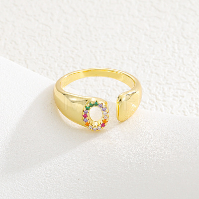 Brass Micro Pave Colorful Cubic Zirconia Cuff Open Rings FS-WG163C1-15-1