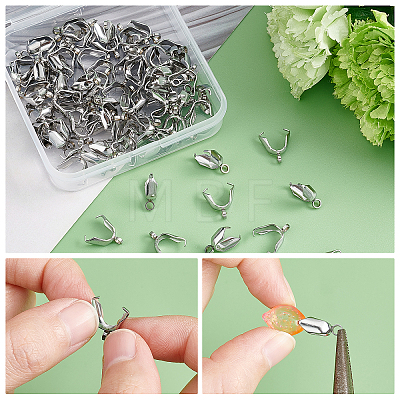 100Pcs 304 Stainless Steel Pinch Bails STAS-DC0010-49-1