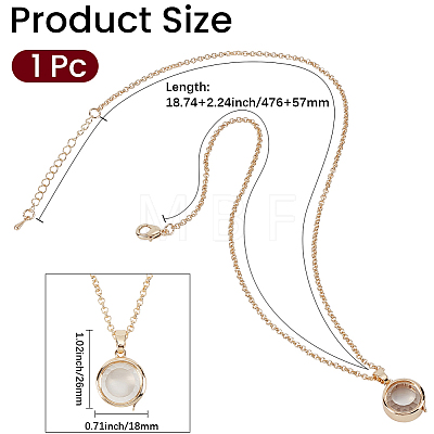 1Pc Alloy Glass Photo Frame Living Memory Floating Locket Pendant Rolo Chain Necklaces for Women NJEW-BM0001-01A-1