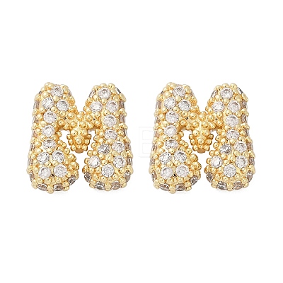 Brass Micro Pave Cubic Zirconia Stud Earrings EJEW-Z091-04G-M-1