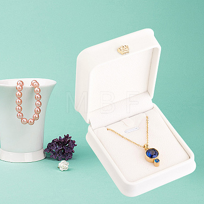 2Pcs PU Leather Necklace Pendant Gift Boxes LBOX-CL0001-01-1
