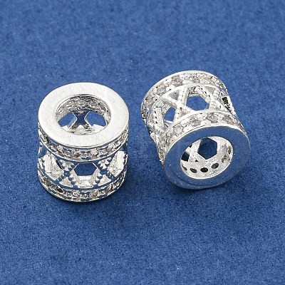 Rack Plating Brass Micro Pave Clear Cubic Zirconia European Beads KK-L215-326S-1