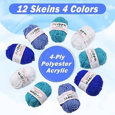12 Skeins 4 Colors 4-Ply 60%Polyester 40%Acrylic Blended Yarn OCOR-FS0001-07D-1