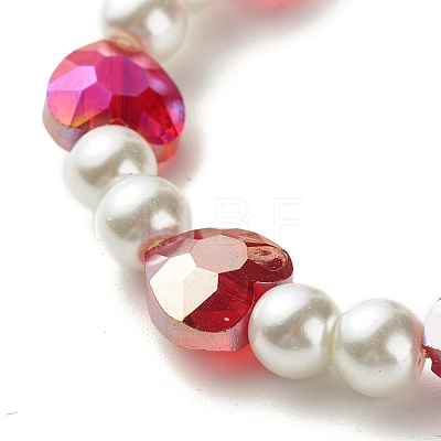 Sparkling Heart Glass Beads Stretch Bracelet for Children BJEW-JB07186-1