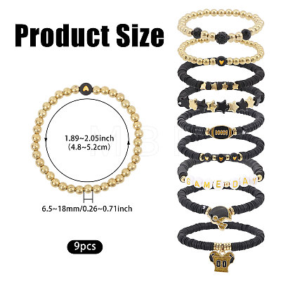 9Pcs 9 Styles Handmade Polymer Clay Heishi Beads Stretch Bracelets BJEW-WH0012-101B-1