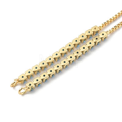 Brass Micro Pave Cubic Zirconia Box Chain Slider Bracelet Makings KK-P233-10G-01-1