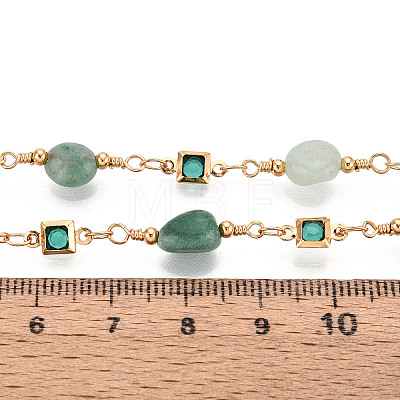 Handmade Brass Glass Square Link Chains CHC-T017-02-1