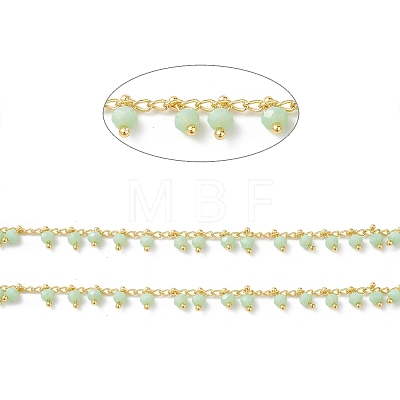 Round Glass Beaded Chains CHS-P016-35G-02-1