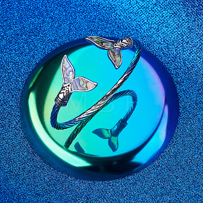 Mermaid Tail Alloy Enamel Cuff Bangle JB744A-1