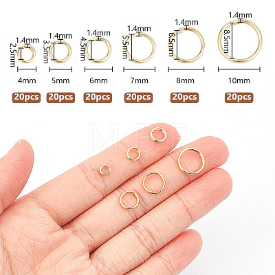 GOMAKERER 120Pcs 6 Styles Brass Split Rings KK-GO0001-52-1