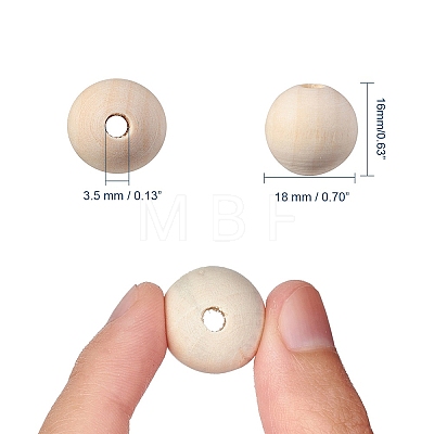 Natural Unfinished Wood Beads WOOD-S651-18mm-LF-1