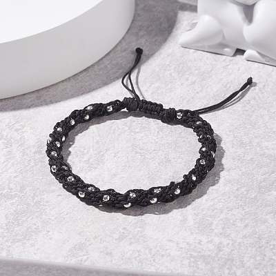 Nylon Braided Bead Bracelet BJEW-JB07604-01-1