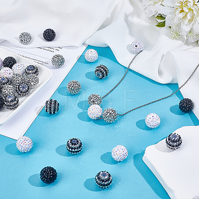 40Pcs 4 Colors Resin Rhinestone Beads RESI-ME0001-06-1