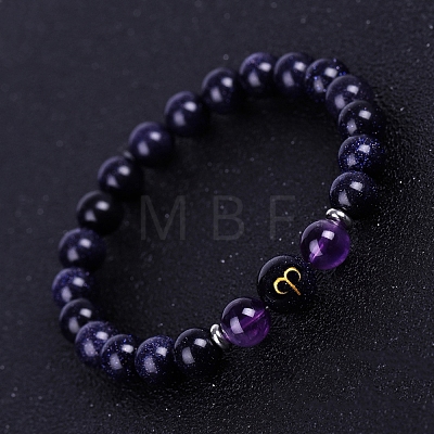 Natural Amethyst Beaded Stretch Bracelets PW-WG74486-02-1