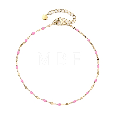 304 Stainless Steel Enamel Link Chain Anklets AJEW-AN00630-1