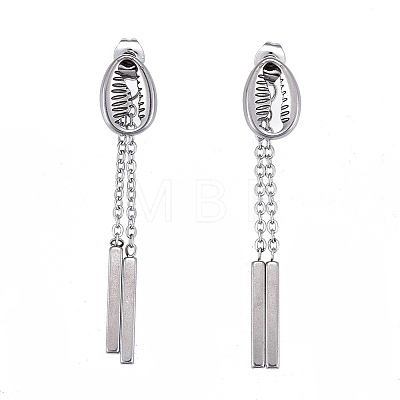 304 Stainless Steel Chain Tassel Earrings EJEW-I248-35-1