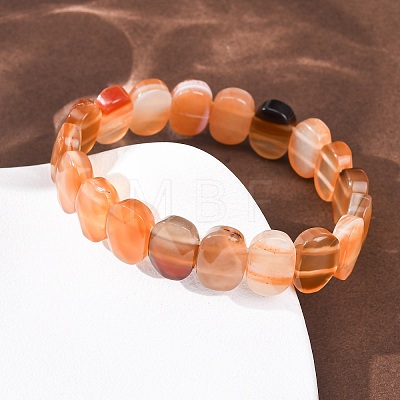 Dyed & Heated Natural Banded Agate Faceted Beaded Stretch Bracelets for Women BJEW-K251-07I-1
